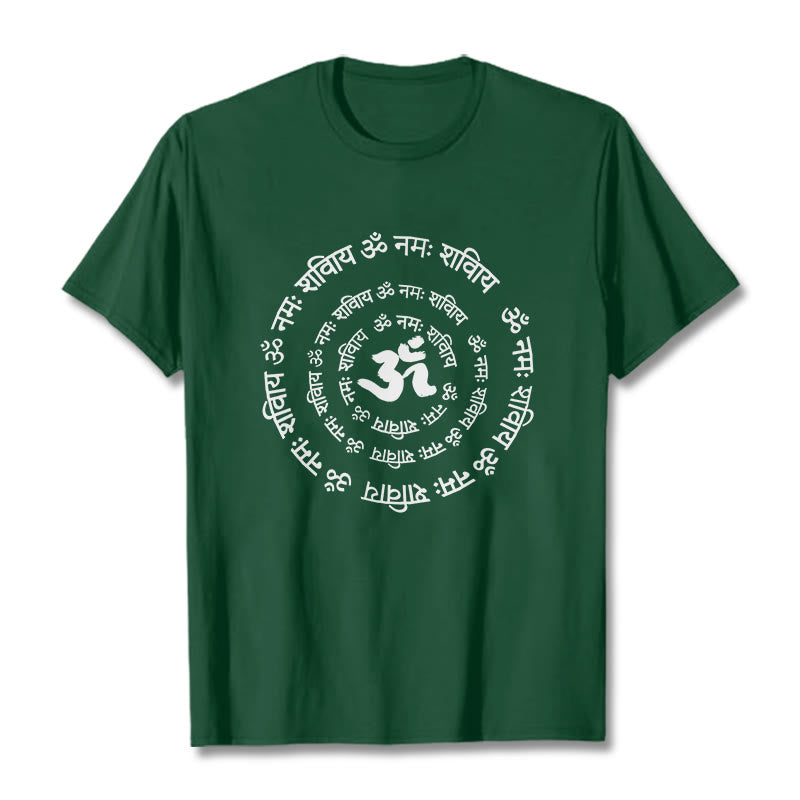 Koszulka bawełniana z motywem OM i sanskryckimi mantrami z kamieniami Buddha Stones - ForestGreen - 2XL - image 1