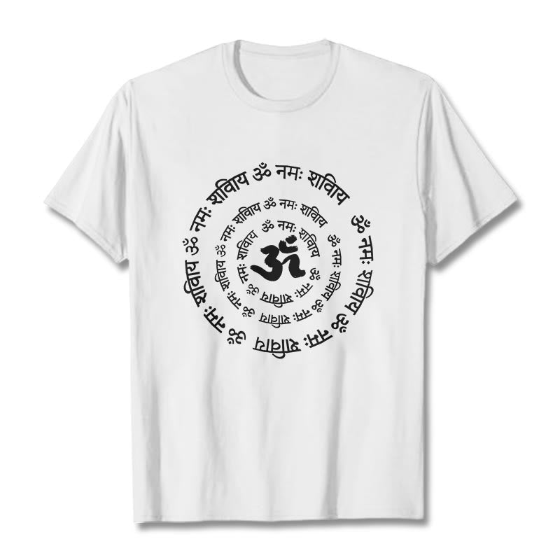 Koszulka bawełniana z motywem OM i sanskryckimi mantrami z kamieniami Buddha Stones - Biały - 2XL - image 4