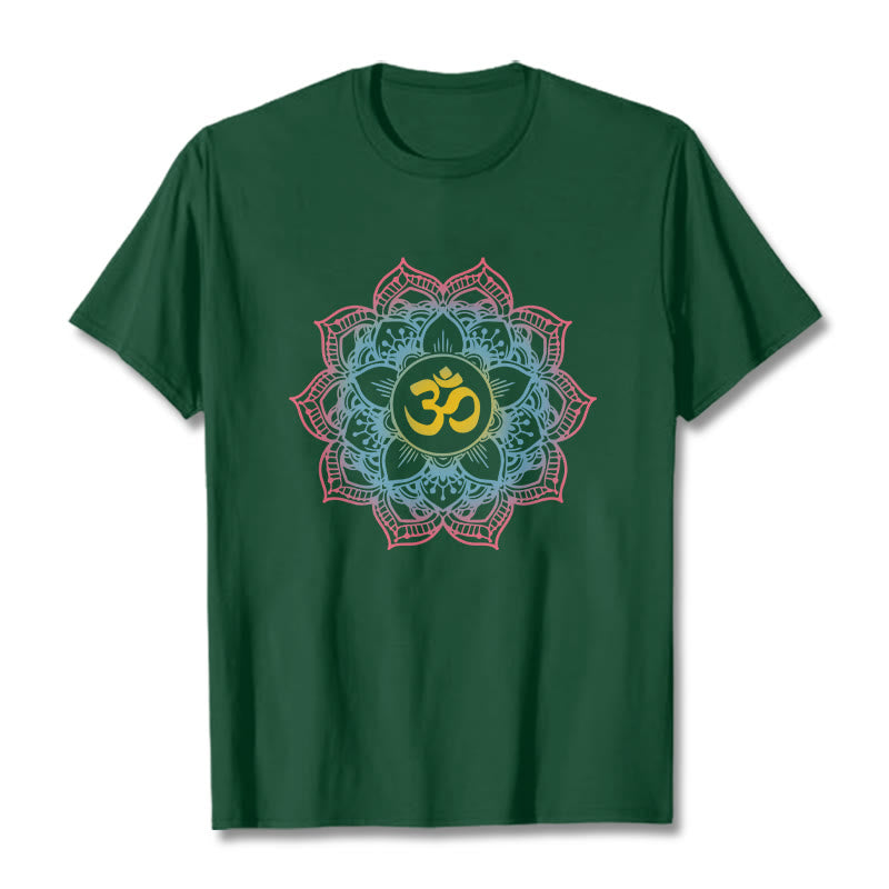 Koszulka z motywem symbolu OM i mandali w kształcie lotosu z Buddha Stones - ForestGreen - 2XL - image 6