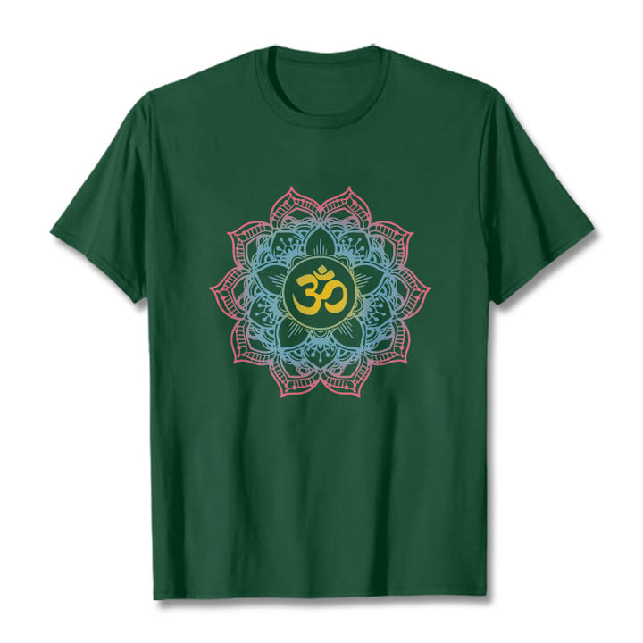 Koszulka z motywem symbolu OM i mandali w kształcie lotosu z Buddha Stones - ForestGreen - 2XL - image 6