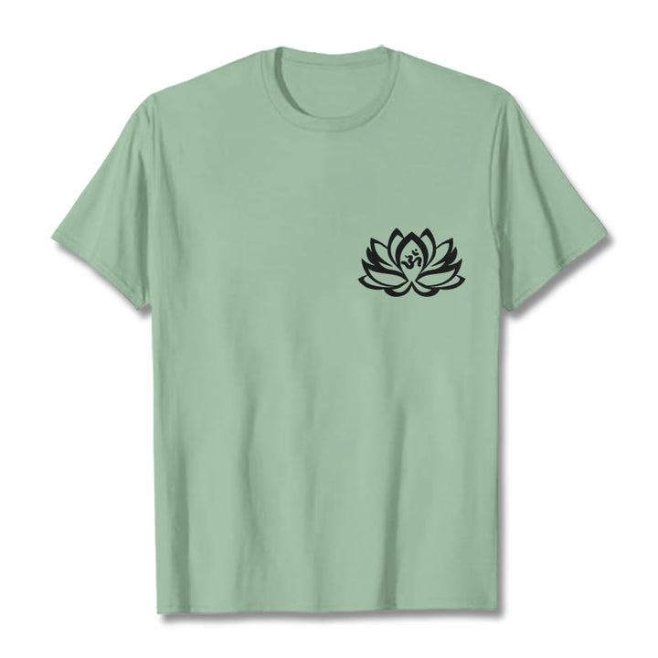 Koszulka z motywem symbolu OM i kwiatów lotosu Buddha Stones - PaleGreen - 2XL - image 18