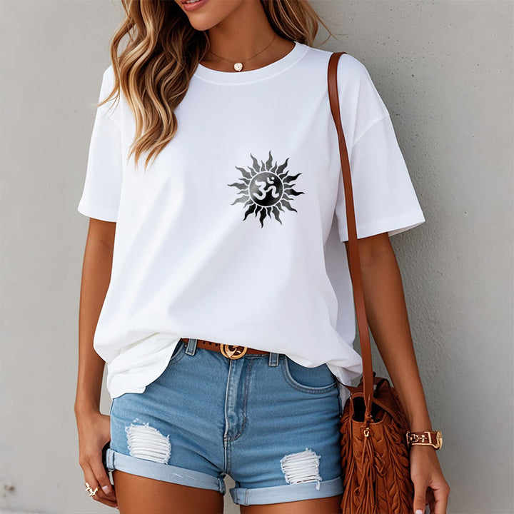 Koszulka z nadrukiem symbolu słońca OM i Buddha Stones - image 10