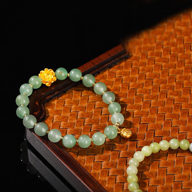 Bransoletka z Buddha Stones, naturalnego jadeitu, zielonego awenturynu, z dyni i postaci Fu - image 17