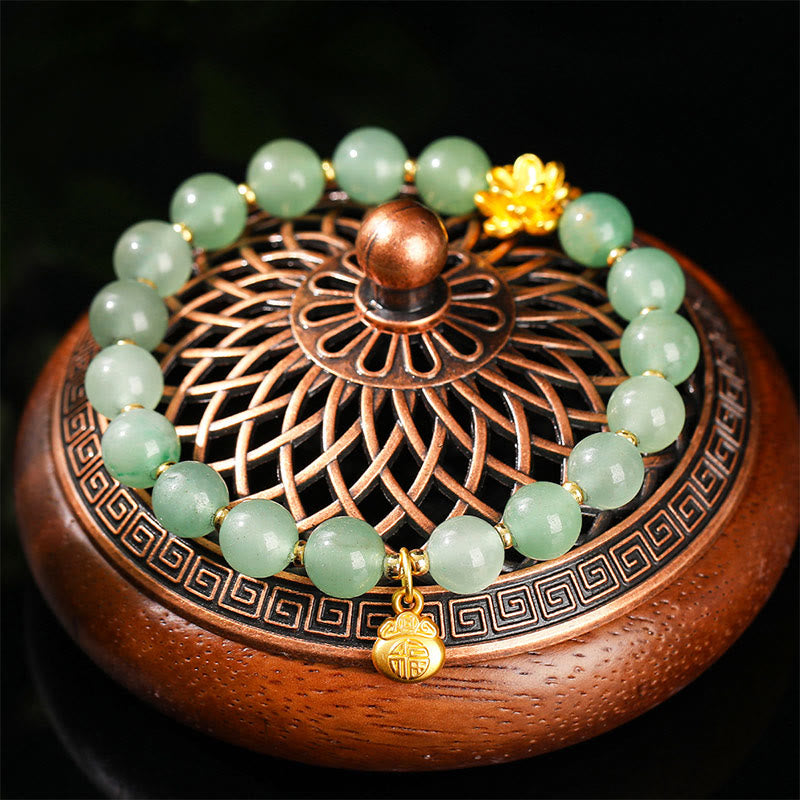 Bransoletka z Buddha Stones, naturalnego jadeitu, zielonego awenturynu, z dyni i postaci Fu - image 10