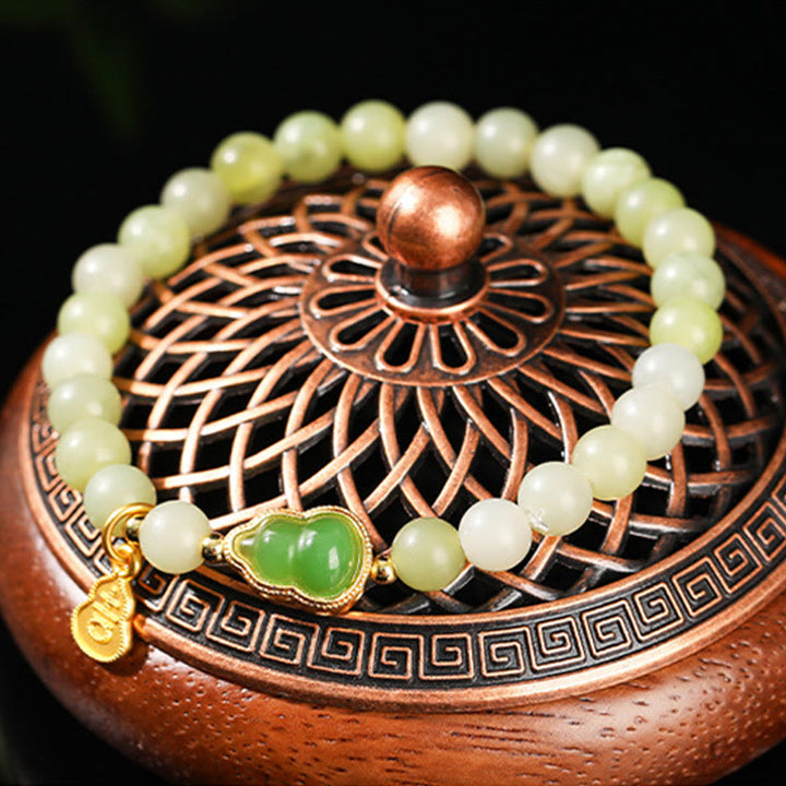 Bransoletka z Buddha Stones, naturalnego jadeitu, zielonego awenturynu, z dyni i postaci Fu - image 4