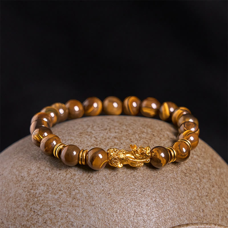 Różnokolorowe Buddha Stones z tygrysim okiem, koraliki dystansowe, bransoletka PiXiu Wealth Courage - image 17