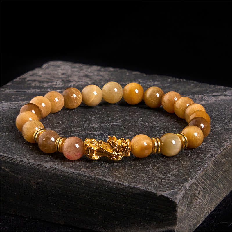 Różnokolorowe Buddha Stones z tygrysim okiem, koraliki dystansowe, bransoletka PiXiu Wealth Courage - image 11