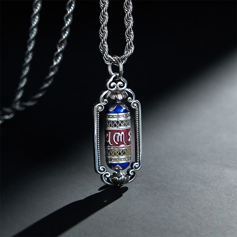 Wisiorek szczęścia z Buddha Stones w stylu vintage, z kołem modlitewnym Om Mani Padme Hum i miedzianym kółkiem modlitewnym - Miedź (Bogactwo ♥ Szczęście) - image 1