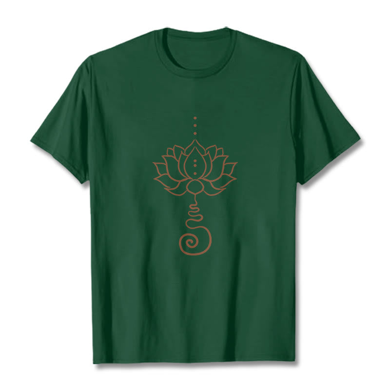 Koszulka z bawełny z motywem lotosu i kamieniami Buddha Stones - ForestGreen - 2XL - image 11