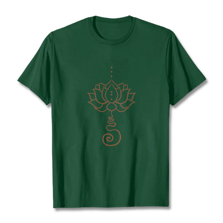 Koszulka z bawełny z motywem lotosu i kamieniami Buddha Stones - ForestGreen - 2XL - image 11
