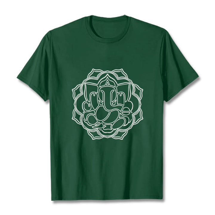 Koszulka bawełniana z motywem mandali i motywem Ganesha z Buddha Stones - ForestGreen - 2XL - image 1