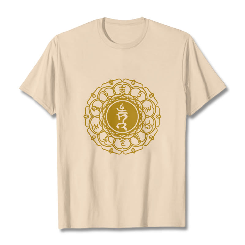 Koszulka z bawełny z motywem symbolu szumu i kamieni Buddha Stones , wzór Vishuddha - For - 2XL - image 9
