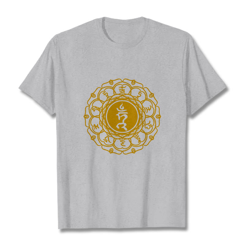 Koszulka z bawełny z motywem symbolu szumu i kamieni Buddha Stones , wzór Vishuddha - Jasnoszary - 2XL - image 20