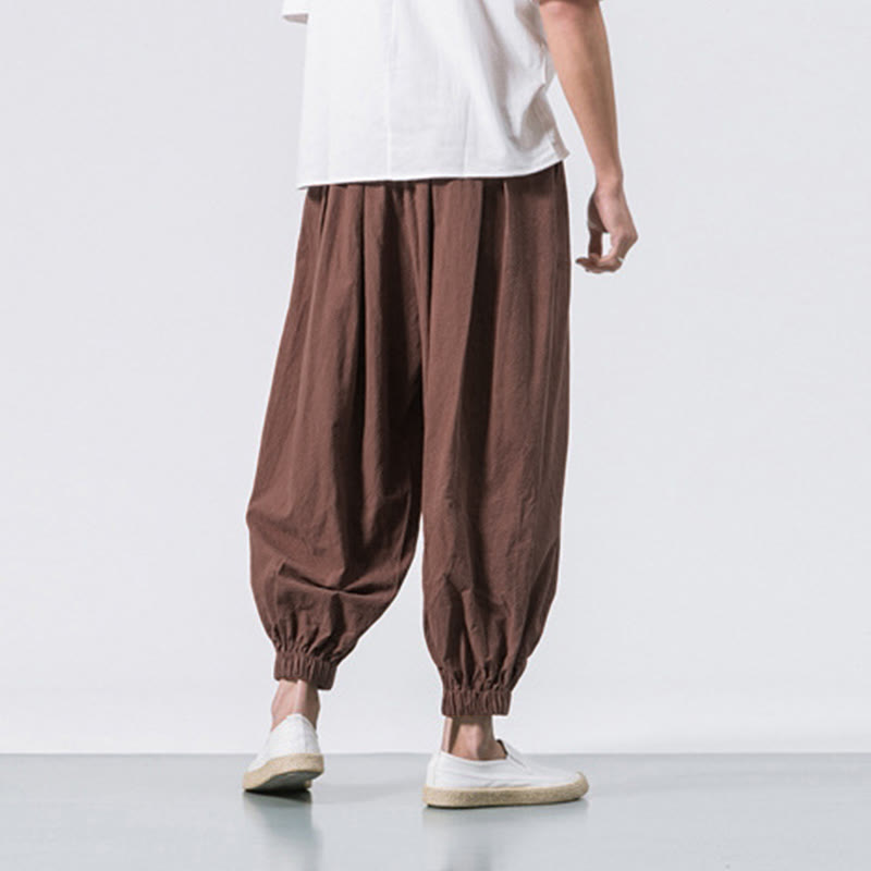 Spodnie sportowe męskie z bawełny w jednolitym kolorze, ściągane sznurkiem i kieszeniami, Buddha Stones Casual Sports - image 34