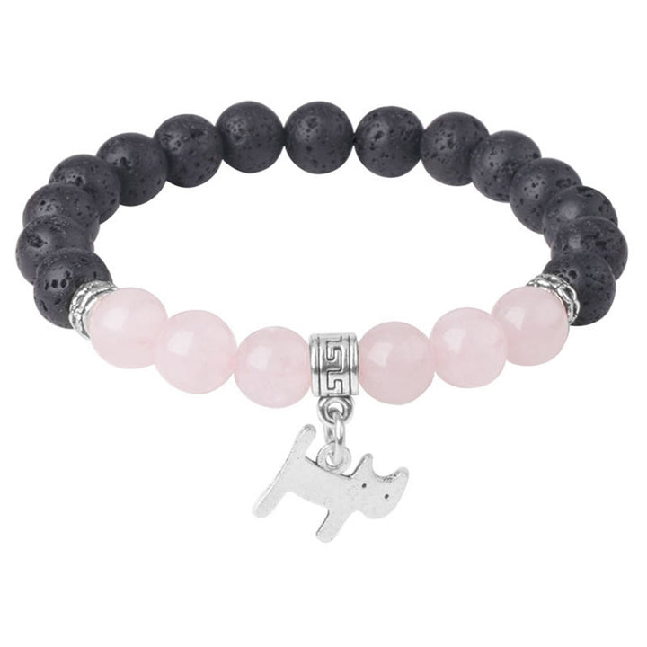 Bransoletka lecznicza z czarnymi koralikami z lawy wulkanicznej i Buddha Stones , ze wzorem zwierzęcym - image 28