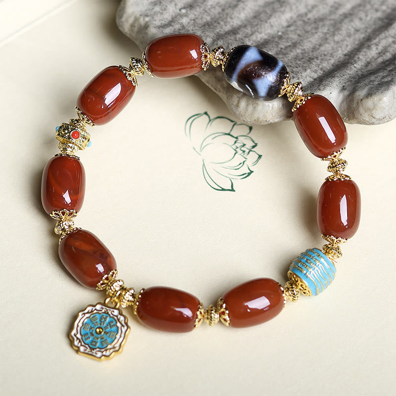 Bransoletka mocy z koralików Bagua Dzi z naturalnego czerwonego agatu z Południa i Buddha Stones - image 3