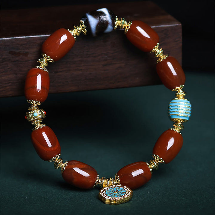 Bransoletka mocy z koralików Bagua Dzi z naturalnego czerwonego agatu z Południa i Buddha Stones - image 2