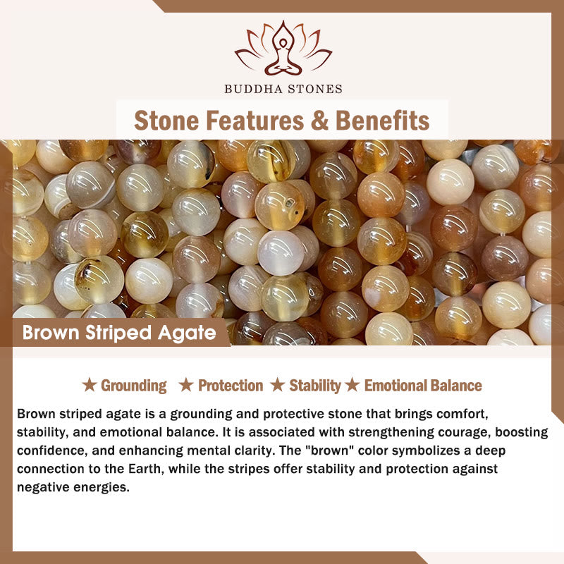 Bransoletka ochronna z Buddha Stones z szylkretu, jasnobrązowego agatu w paski, czarnego onyksu - image 8