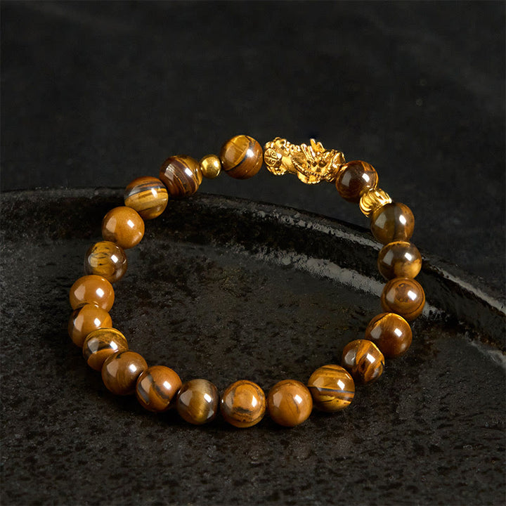Różnokolorowe Buddha Stones z tygrysim okiem, bransoletka PiXiu Wealth Courage - image 3