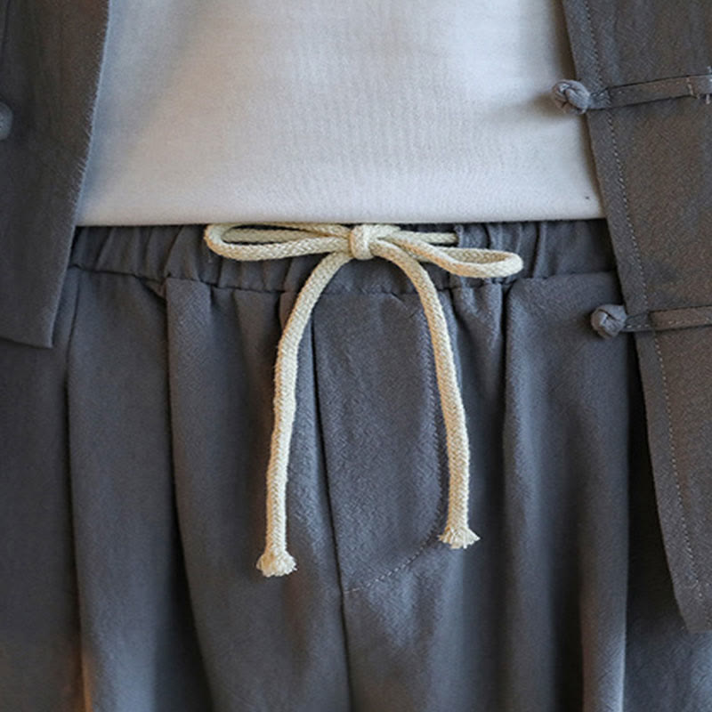 Buddha Stones 2 szt. Zen Tang Suit męski zestaw koszul z długim rękawem i kieszeniami zapinany na guziki żaby - image 13