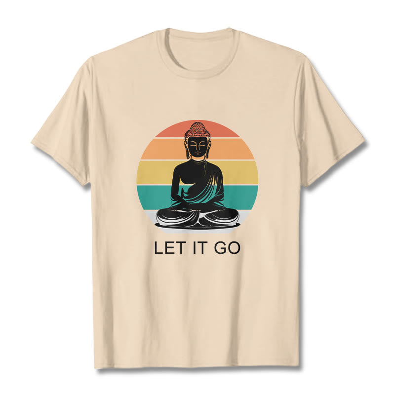 Koszulka z nadrukiem "Buddha Stones" w paski, swobodna, kolorowa, z motywem medytującego Buddy - For - 2XL - image 11