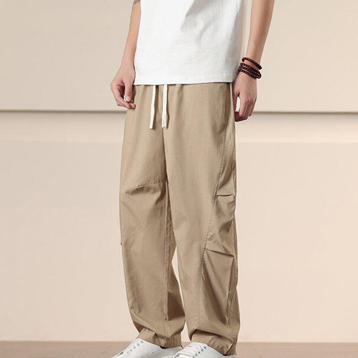 Spodnie cargo męskie Buddha Stones, casualowe, w jednolitym kolorze, ze ściągaczem i kieszeniami - image 5