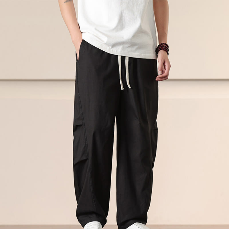 Spodnie cargo męskie Buddha Stones, casualowe, w jednolitym kolorze, ze ściągaczem i kieszeniami - image 13