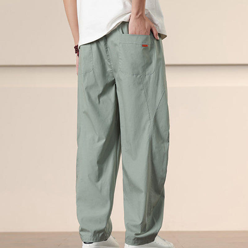 Spodnie cargo męskie Buddha Stones, casualowe, w jednolitym kolorze, ze ściągaczem i kieszeniami - image 24