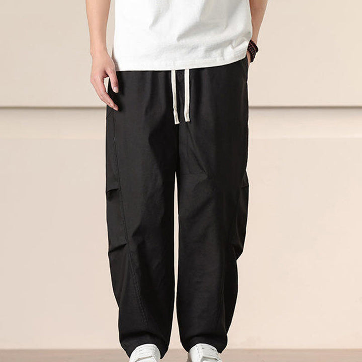 Spodnie cargo męskie Buddha Stones, casualowe, w jednolitym kolorze, ze ściągaczem i kieszeniami - image 11