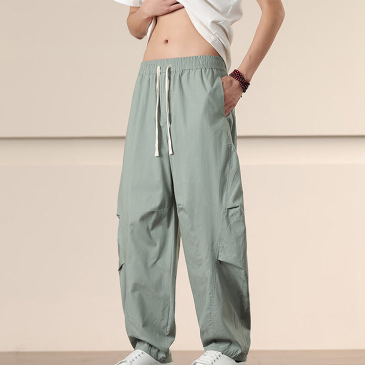 Spodnie cargo męskie Buddha Stones, casualowe, w jednolitym kolorze, ze ściągaczem i kieszeniami - image 26