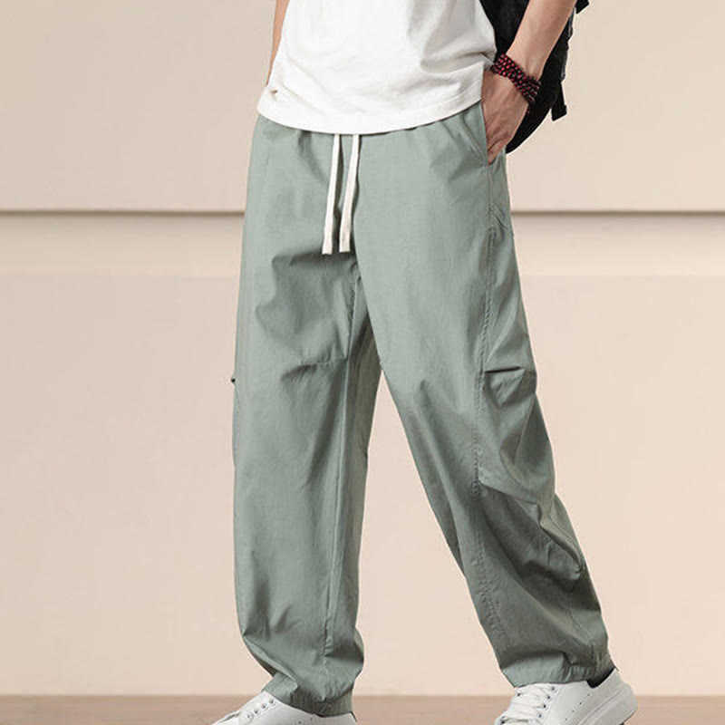 Spodnie cargo męskie Buddha Stones, casualowe, w jednolitym kolorze, ze ściągaczem i kieszeniami - image 21