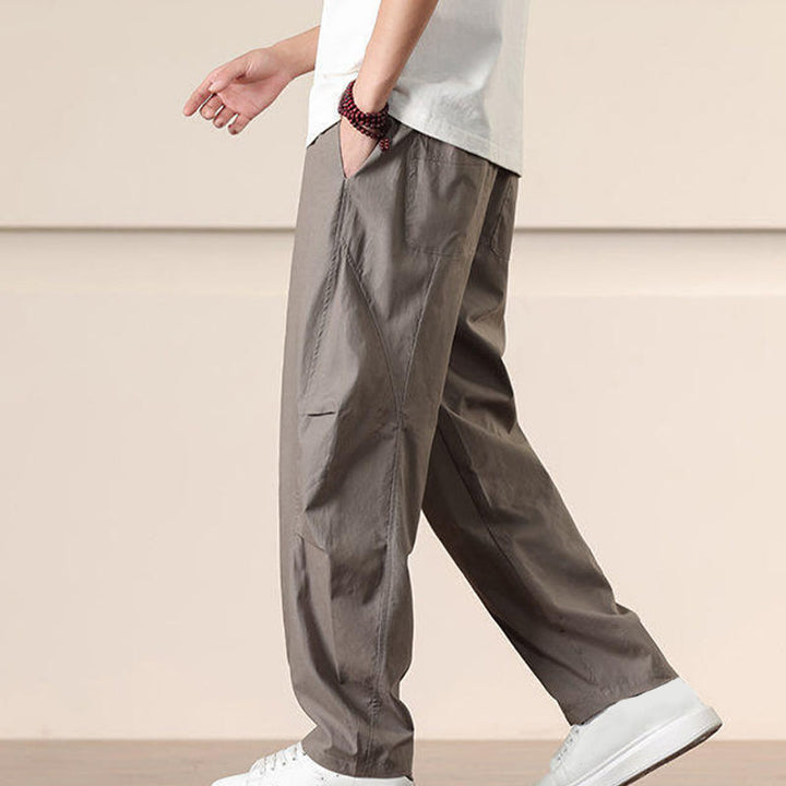 Spodnie cargo męskie Buddha Stones, casualowe, w jednolitym kolorze, ze ściągaczem i kieszeniami - image 29