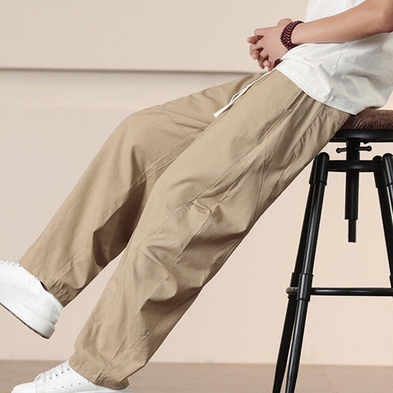 Spodnie cargo męskie Buddha Stones, casualowe, w jednolitym kolorze, ze ściągaczem i kieszeniami - image 8