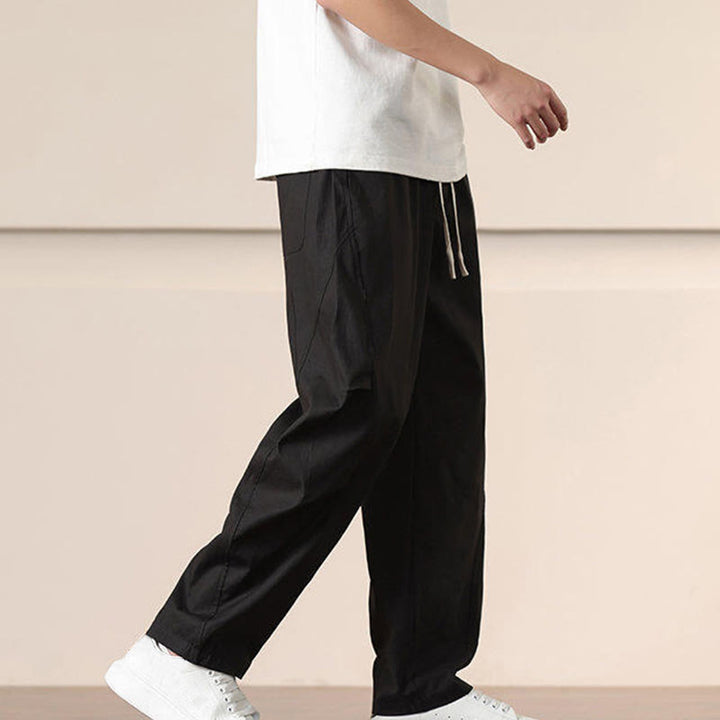 Spodnie cargo męskie Buddha Stones, casualowe, w jednolitym kolorze, ze ściągaczem i kieszeniami - image 15