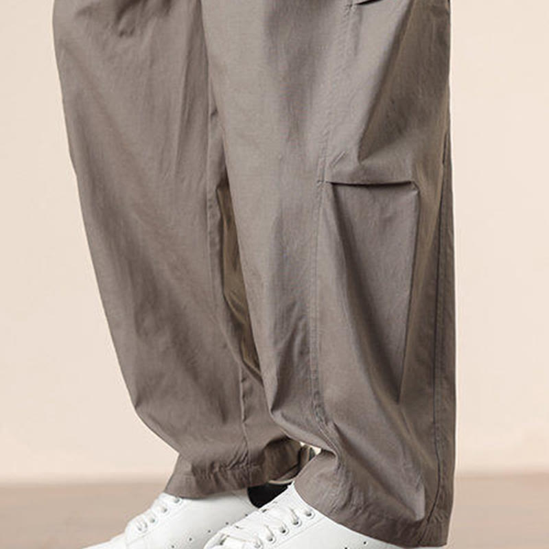 Spodnie cargo męskie Buddha Stones, casualowe, w jednolitym kolorze, ze ściągaczem i kieszeniami - image 38