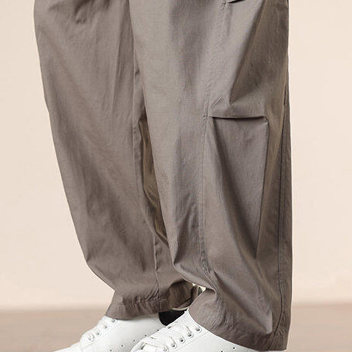 Spodnie cargo męskie Buddha Stones, casualowe, w jednolitym kolorze, ze ściągaczem i kieszeniami - image 38