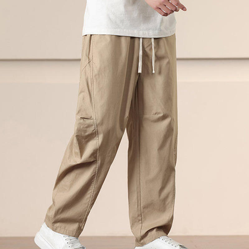 Spodnie cargo męskie Buddha Stones, casualowe, w jednolitym kolorze, ze ściągaczem i kieszeniami - image 3