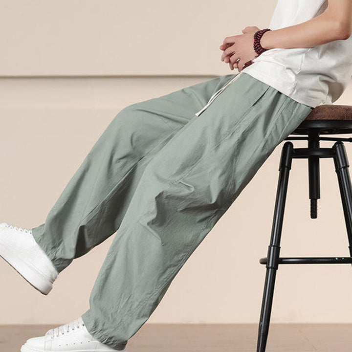 Spodnie cargo męskie Buddha Stones, casualowe, w jednolitym kolorze, ze ściągaczem i kieszeniami - image 25