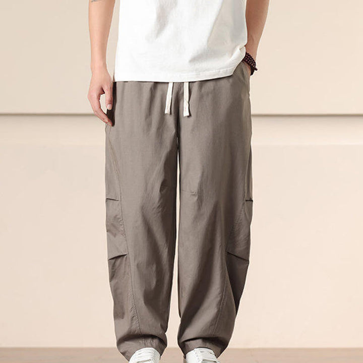 Spodnie cargo męskie Buddha Stones, casualowe, w jednolitym kolorze, ze ściągaczem i kieszeniami - image 28