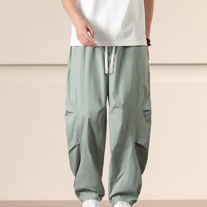 Spodnie cargo męskie Buddha Stones, casualowe, w jednolitym kolorze, ze ściągaczem i kieszeniami - image 19