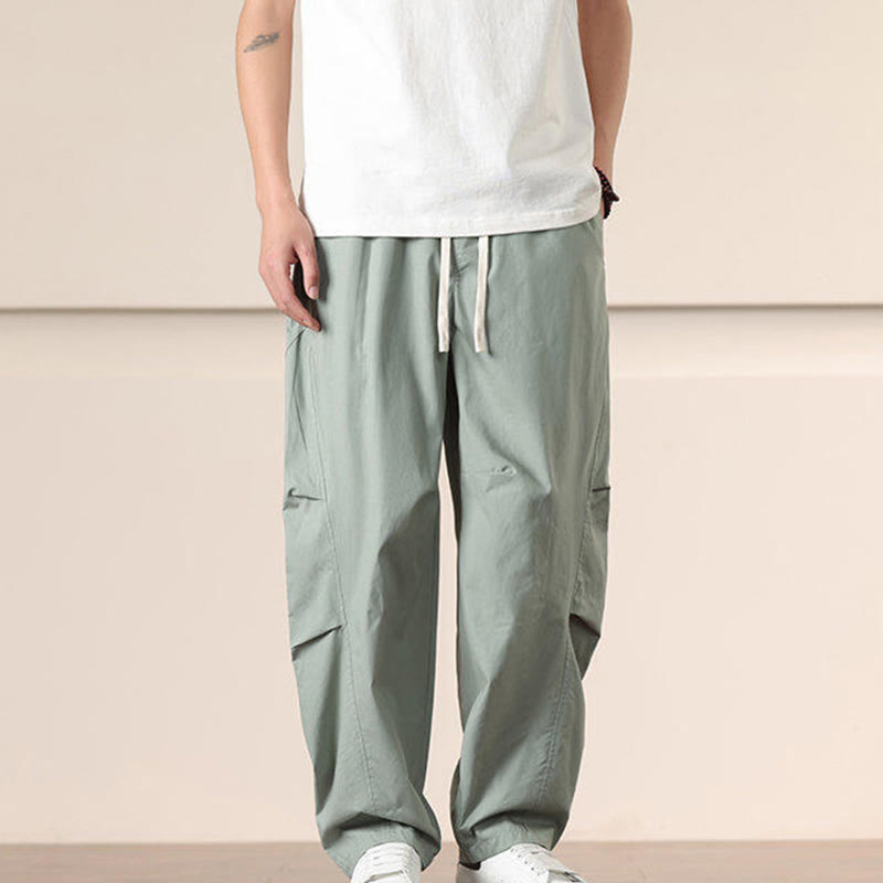 Spodnie cargo męskie Buddha Stones, casualowe, w jednolitym kolorze, ze ściągaczem i kieszeniami - image 22