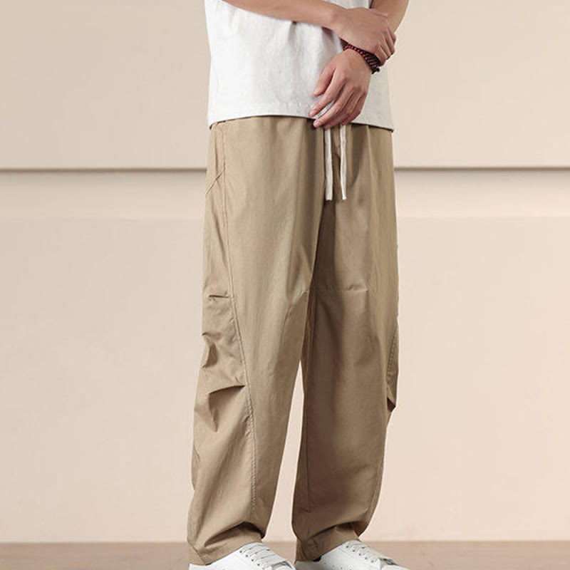 Spodnie cargo męskie Buddha Stones, casualowe, w jednolitym kolorze, ze ściągaczem i kieszeniami - image 6