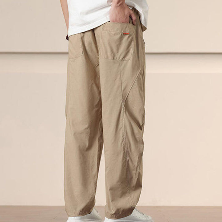 Spodnie cargo męskie Buddha Stones, casualowe, w jednolitym kolorze, ze ściągaczem i kieszeniami - image 7