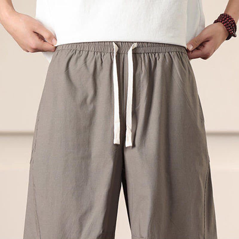 Spodnie cargo męskie Buddha Stones, casualowe, w jednolitym kolorze, ze ściągaczem i kieszeniami - image 35