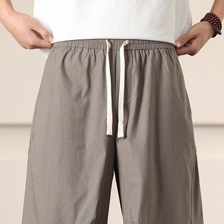 Spodnie cargo męskie Buddha Stones, casualowe, w jednolitym kolorze, ze ściągaczem i kieszeniami - image 35