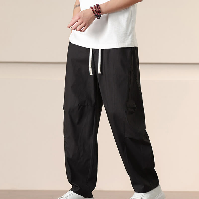 Spodnie cargo męskie Buddha Stones, casualowe, w jednolitym kolorze, ze ściągaczem i kieszeniami - Czarny - US/UK/AU46, EU56 (5XL) - image 10