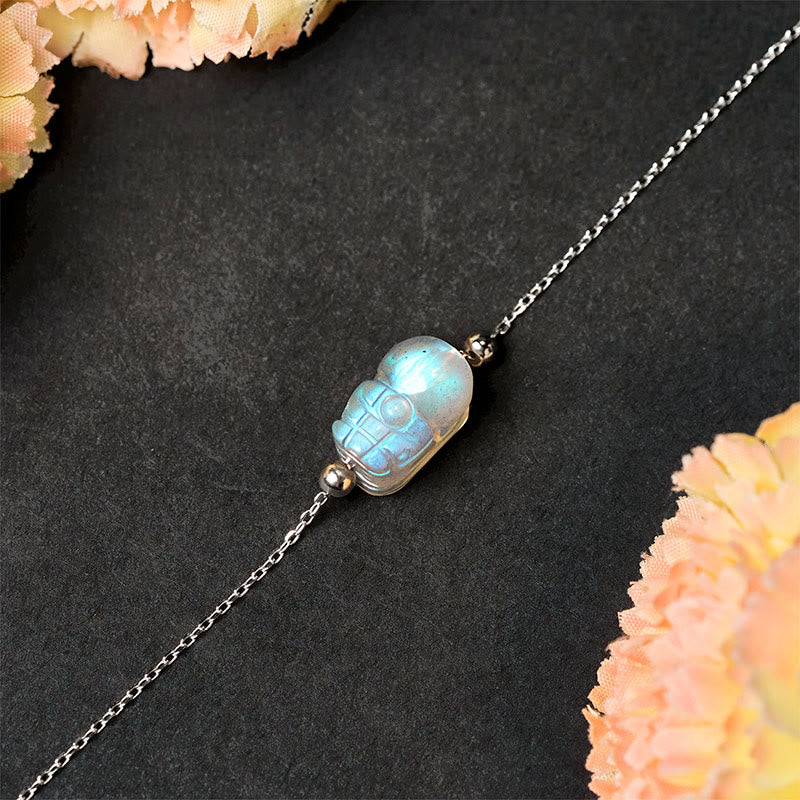 Bransoletka lecznicza z kamieniem księżycowym PiXiu i Buddha Stones ze srebra próby 925 - image 3