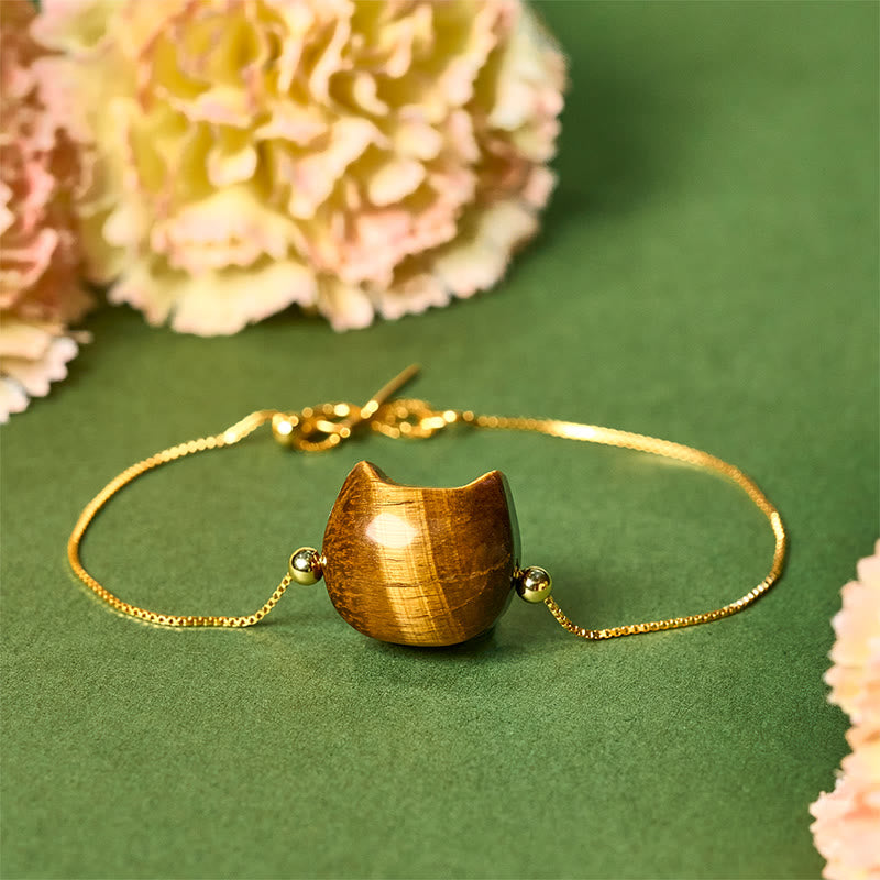 Bransoletka ochronna z Buddha Stones ze srebra próby 925 i tygrysim okiem - 18-22 cm - image 0