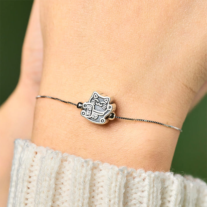 Bransoletka ochronna z Buddha Stones ze srebra próby 999 i kotem fortuny ze srebra próby 925 - image 4