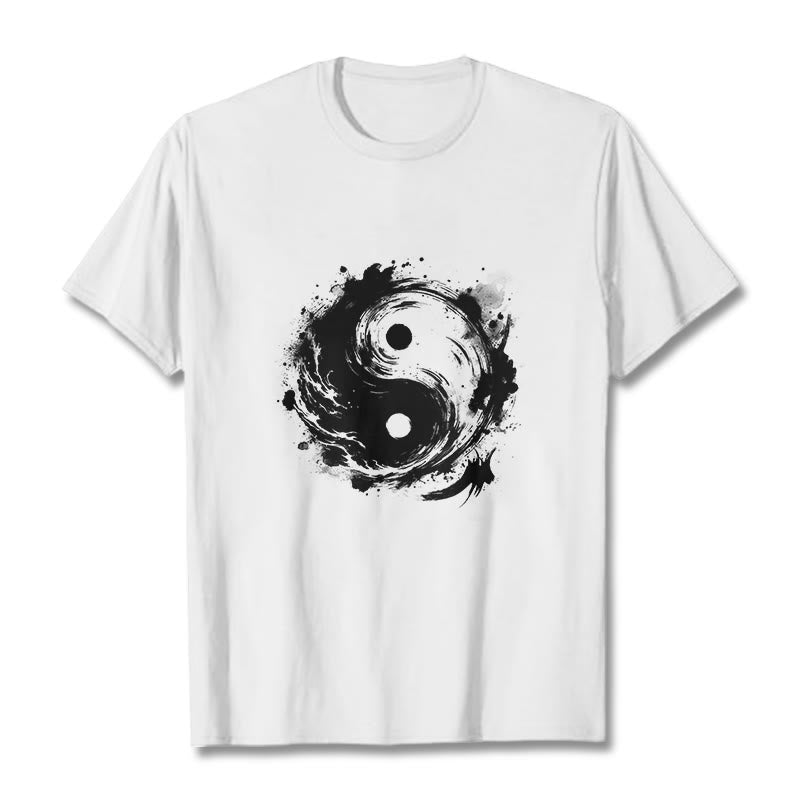Koszulka z nadrukiem "Buddha Stones Ink Yin Yang" z motywem równowagi - Biały - 2XL - image 6
